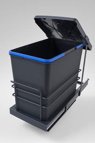 Almital Dolap İçi Teleskopik Raylı Antrasit Çöp Kovası 24 Litre, Minimum Kapak Genişliği 45 Cm. -9037832206103 Antrasit