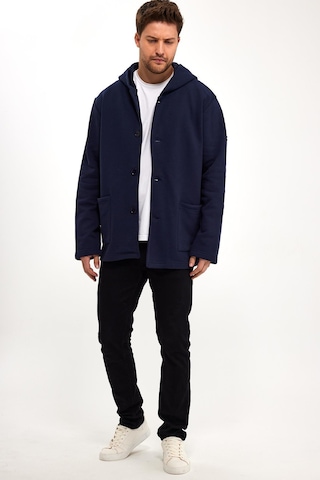 Alexandergardı Kapüşonlu İçi Şardonlu Oversize Hırka E23-607 03 Lacivert