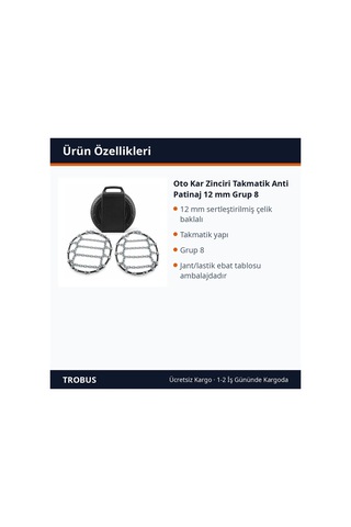 Trobus Oto Kar Zinciri Takmatik Anti Patinaj 12 Mm Grup 8 Universal