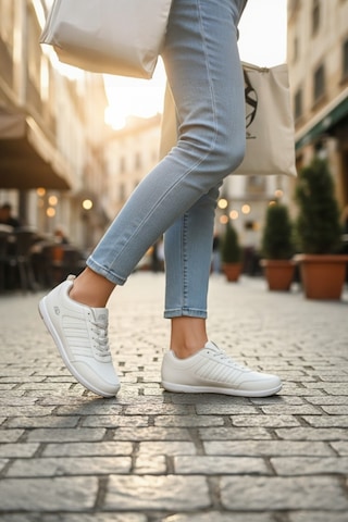 Enoch Erkek Spor Ve Günlük Ayakkabı Tam Ortopedik Tabanlı Beyaz Şeritli Minimalist Sneaker Beyaz