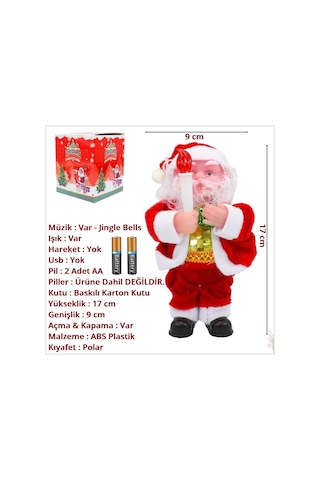 Işıklı Ve Müzikli Noel Baba - 17cm X 9cm