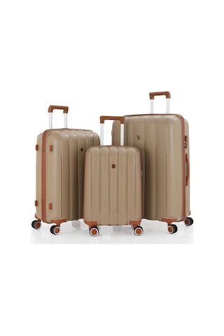 Mçs 3lü Set Kırılmaz Silikon Seyahat Valizi Bavulu V305 Şampanya/kahve Bej