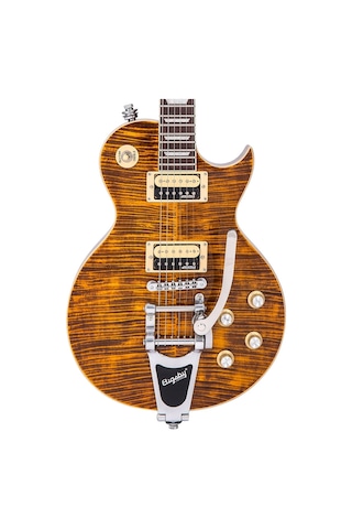 Vintage V100 Reissued Elektro Gitar - Flamed Amber W/bigsby