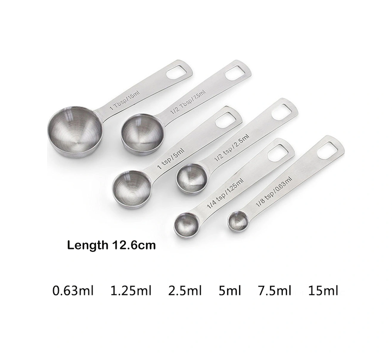 Youtek 6'lı Paslanmaz Çelik Ölçü Kaşığı Seti - Hassas Ölçüm, Gölgeli Markalar, D-ring İle Birleşik - Hamur İşleme, Baharat Ve Likit Malzemeler İçin Diğer