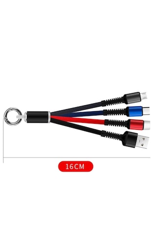 Işıklı Anahtarlık Model 3 İn 1 Usb Çıkışlı Mikro,type-c Ve Apple iPhone Uyumlu Şarj Kablosu 5492 11