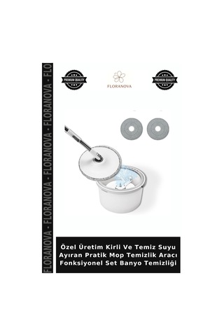 Özel Üretim Kirli Ve Temiz Suyu Ayıran Pratik Mop Temizlik Aracı Fonksiyonel Set Banyo Temizliği