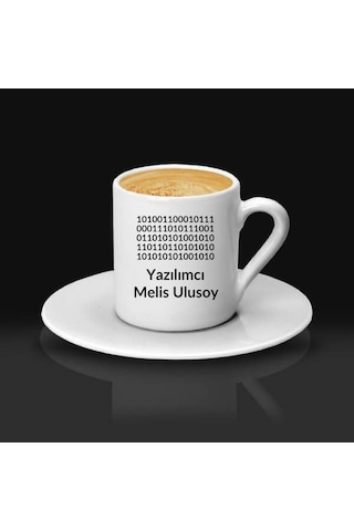 Yazılımcıya Hediye Kod Tasarımlı İsme Özel Kahve Fincanı Tekli Beyaz