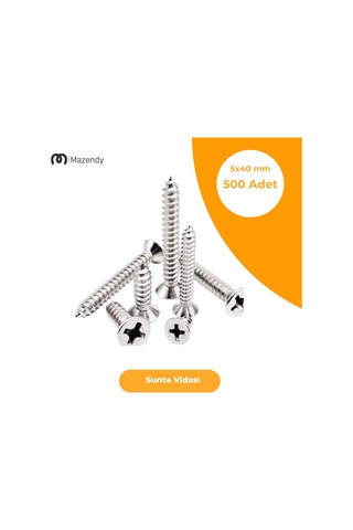 Sunta Vidası Galvanizli 5x40 Mm 500 Adet -