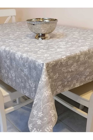 Elyaflı Pvc Muşamba - Desenli Silinebilir Masa Örtüsü 01fnt12115 Gri