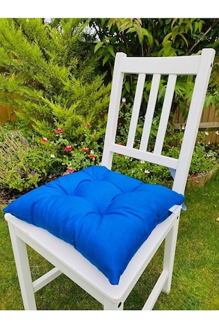 4lu Mavi Sandalye Minderi-40x40 Cm Bağcıklı Sandalye Minderi-bahç