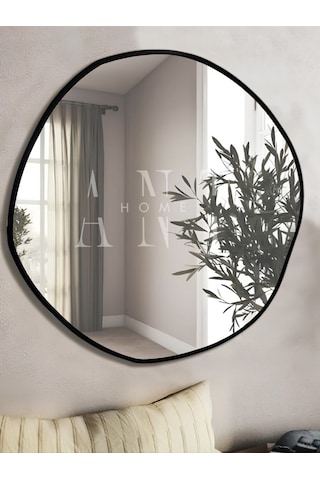 Arya 80 Cm Ayna Asimetrik Ayna, Dekoratif Ayna, Duvar Aynası Banyo Aynası Holl Aynası 80 X 80 Siyah