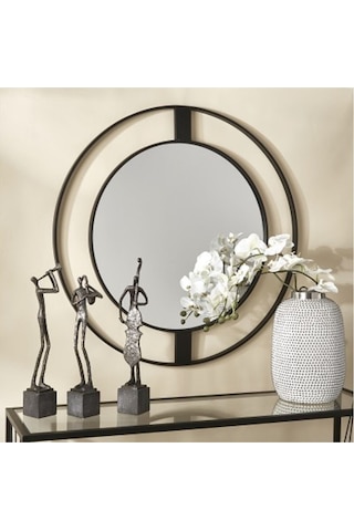 Metal Çerçeveli Modern Duvar Aynası Siyah