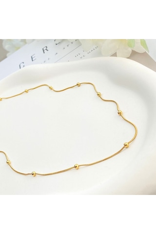 Kolye Dorika Topcuklu Model 316l Paslanmaz Çelik Gold 45+5cm Altın