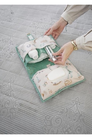 Figiza Baby Alt Açma Bakım Çantası Soft Yeşil Erkek Bebek Alt Değiştirme Organizeri, Taşınabilir Bakım Çantası 24x40 CM