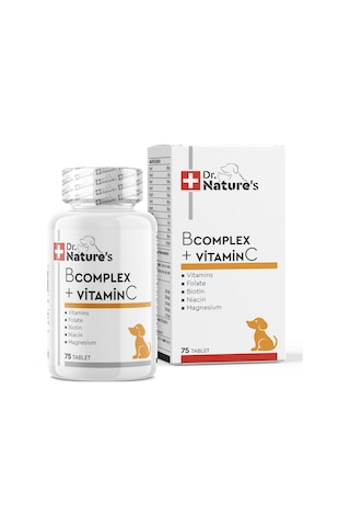 Dr. Nature's B Complex + Vitamin C Plus Köpek Vitamini Besin Takviyesi 75 Tablet