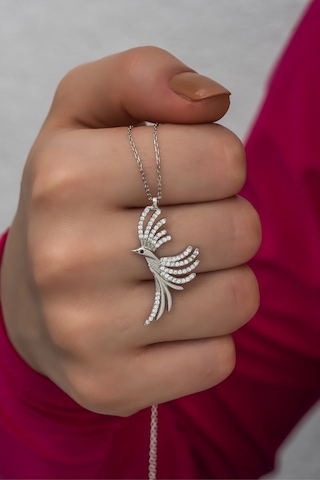 Nereze 925 Ayar Gümüş Zirkon Taşlı Anka Kuşu Kolye