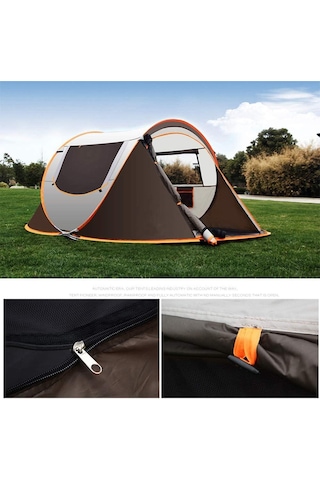 Valkyrie 3-4 Kişilik Hızlı Kurulum Otomatik Kamp Çadırı Sineklikli Çift Pencereli Su Geçirmez 240x150x110cm 4 Mevsim Beyaz