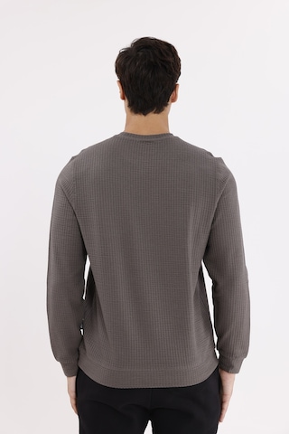 Rowinger Petek Yüzeyli Bisiklet Yaka Rahat Kalıp Lastik Manşetli Mevsimlik Sweatshirt Antracite