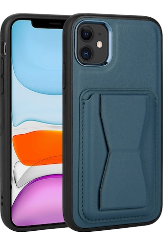 iPhone Uyumlu 12 Kılıf Kartlıklı Standlı Suni Deri Zore Memo Kılıf