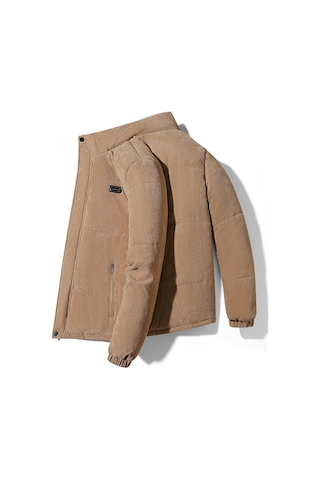 Yeni Kadife Kalınlaştırılmış Sıcak Beyzbol Yaka Erkek Pamuklu Ceket Yeşil