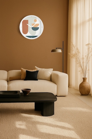 Modern Tasarım Duvar Saati - 35cm - Önü Camlı Beyaz Kasa - Sessiz Mekanizma-jh0580 Beyaz