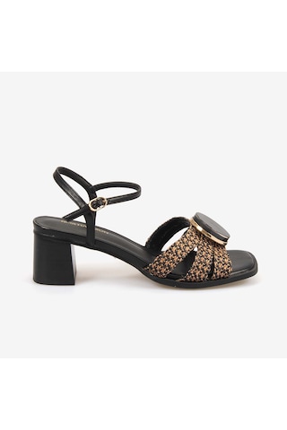 Noa Harmon Kadın Ayarlanabilir Kayışlı 5cm Topuklu Sandalet 10287 Black-cuero