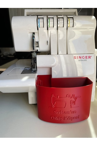 Singer Overlok Çöp Kutusu Fire Kabı Xl Kişiye Özel Kırmızı 14sh65