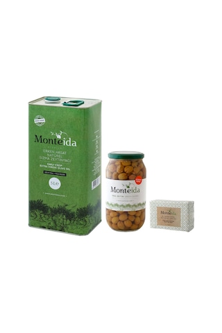 Monteida Erken Hasat Natürel Sızma Zeytinyağı Teneke 5 L + Monteida Ayvalık Kırma Zeytin 1 KG + Monteida Doğal Zeytinyağı Sabunu 150 G Monteida Erken Hasat Natürel Sızma Zeytinyağı Teneke 5 L + Monteida Ayvalık Kırma Zeytin 1 KG + Monteida Doğal Zeytinyağı Sabunu 150 G