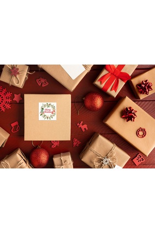 Yılbaşı Etiket Ayıcıklı-1, Merry Christmas, 4 Cm-55 Adet Folyo Sticker Çok Renkli