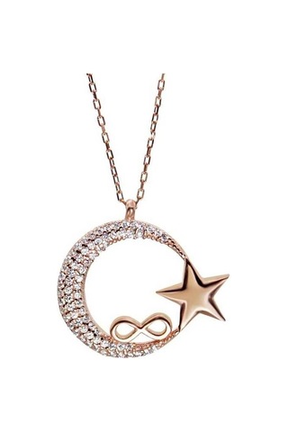 Sonsuz Ay Yıldız 925 Ayar Gümüş Kolye-2165