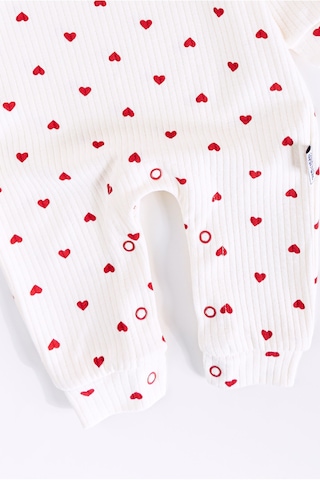 Kalp Desenli Şapkalı Kız Bebek Tulum 001