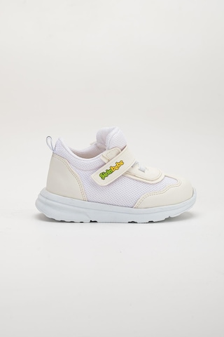 Şirin Bebe Şirinbebe Ortopedik Kız Bebek İlk Adım Spor Ayakkabı Beyaz Cırtlı Anorak Malzeme-3709 Beyaz