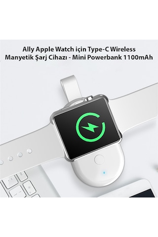 Ally Apple Uyumlu Watch İçin Type-c Wireless Manyetik Şarj Cihazı - Min