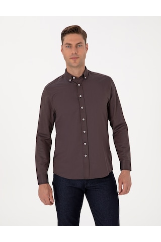 Pierre Cardin Erkek Koyu Kahverengi Gömlek Desenli 50311487-vr084 Koyu Kahverengi