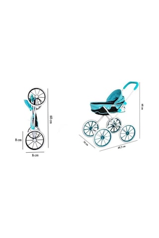 Havalı Pusetim Katlanabilir Büyük Tekerlekli Metal 72cm Ayarlanabilir Tenteli Oyuncak Puset
