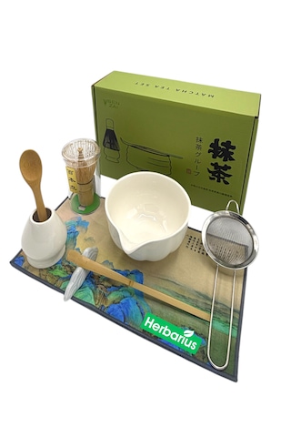 6 Parça Beyaz Renk Matcha Çayı Hazırlama Seti - Geleneksel Japon Matcha Seti