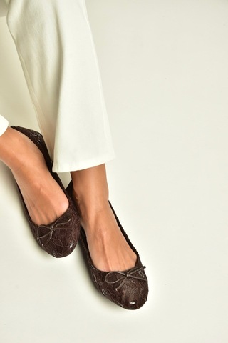 Fox Shoes Z726243404 Kahverengi Kumaş Kadın Babet