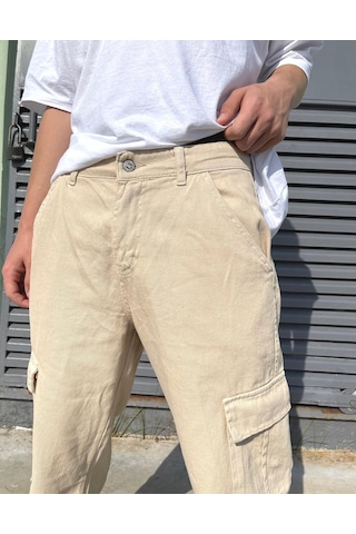 Bpm Premium Baggy Kargo Pantolon Bej 001