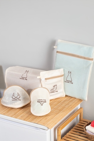 Porsima 3131 5 Parça Çamaşır Yıkama Filesi Fermuarlı Bölmeli Yıkama Filesi Renkli