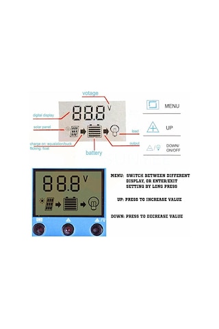Mufunye 100a Güneş Paneli Kontrol Cihazı Güneş Şarj Kontrol Cihazı Lcd Ekran Sokak Lambası Sistemi Şarj Kontrol Cihazı Pwm Şarj Yönetimi Çift Usb Çıkış Kontrol Cihazı