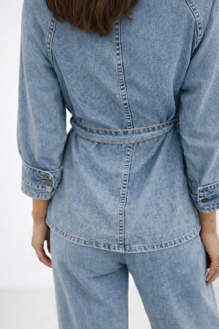 Hiramir Kadın Modern Kesim Kuşaklı Denim Takım Yz2601 Mavi