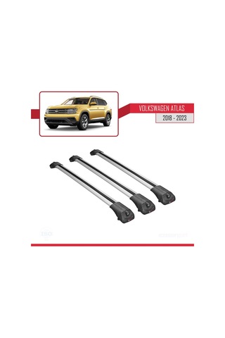 Volkswagen Atlas 2018-2023 İle Uyumlu Ace-1 Ara Atkı Tavan Barı Gri 3 Adet Bar