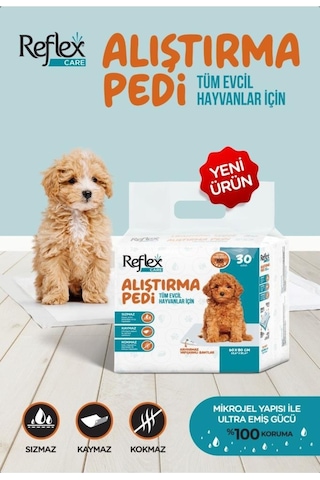 Reflex Köpek Çiş Pedi Yapışkan Bantlı Sızmaz Kaymaz Kokmaz 30'lu 60 x 90 CM