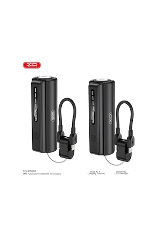 Pr281 İp 5000 Mah El Feneri Özellikli Type-c To Lightning Powerbank Şarj Aleti Beyaz