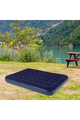 Çift Kişilik Yumuşak Şişme Yatak - 203x152x22 Cm Dayanıklı Kamp Ve Ev Tipi Misafir Yatağı