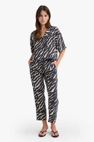 Defacto Loose Fit Zebra Desenli Modal Kısa Kollu Gömlek F0879AX25SM Siyah