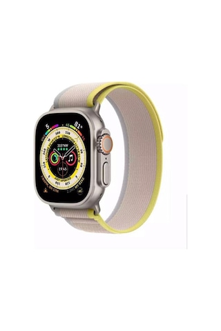 Apple Uyumlu Watch Se, Ultra 2, 9, 10 Trail Loop Kordon - 42/44/45/49mm - Sarı Gri