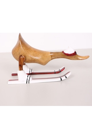 Kayakçı Ördek El Oyması Teak Gövde 30x20x12 Cm