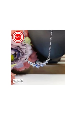 Silvershine Gümüş Kaplama Kadın Kolye Zarif & Işıltılı Tasarım Sevgili & Anneye Hediye Altın - Gümüş