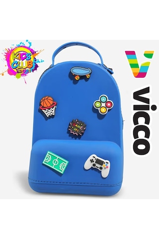 Vicco Pvc Mini Boy Çocuk Plaj Çantası Kreş Çantası Sırt Çantası Okul Çantası Unisex Çanta Lacivert